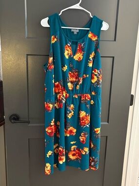 Market & Spruce Teal Floral Dress